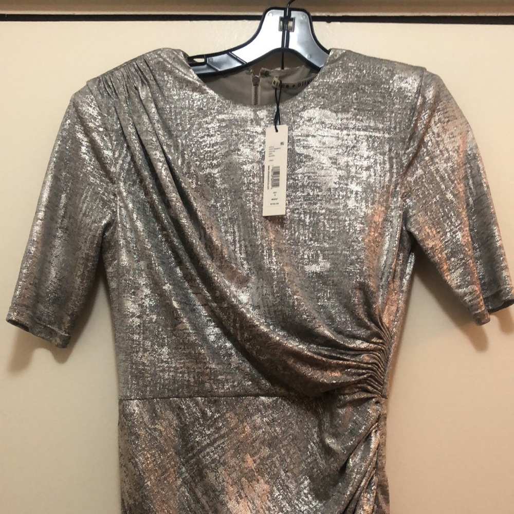 NWT $330 ALICE + OLIVIA Delora Ruched Metallic Mini Dress in size 14 ! - Picture 7 of 12